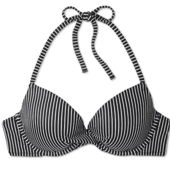 Shade Shore S 34B Push-up Stripe Bikini Top halter - Picture 4 of 7
